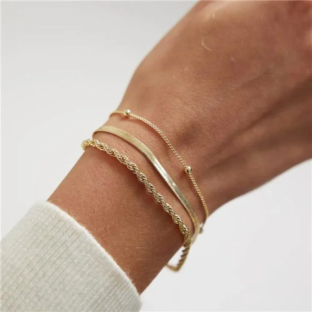 Kyerlyn Gold Bracelets for Women 14K Gold Bracelets Set for Women - Picture 5 of 7